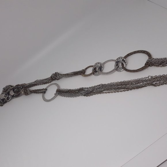 Vintage Silver & Gold Toned Multi-Strand Womens Necklace 19" Long - Picture 1 of 5